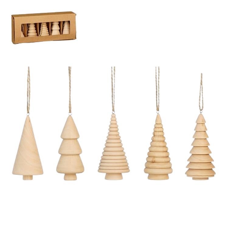 Selected by Selected by | Kerstboompjes bruin 9x4cm set van 5