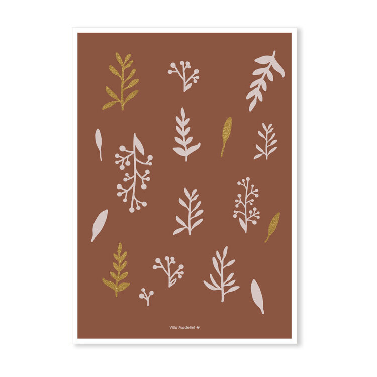 Villa Madelief Villa Madelief | Kerstkaart leaves rood