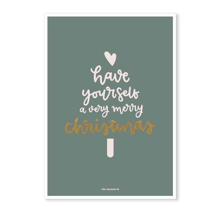 Villa Madelief Villa Madelief | Kerstkaart have your self a very merry christmas groen