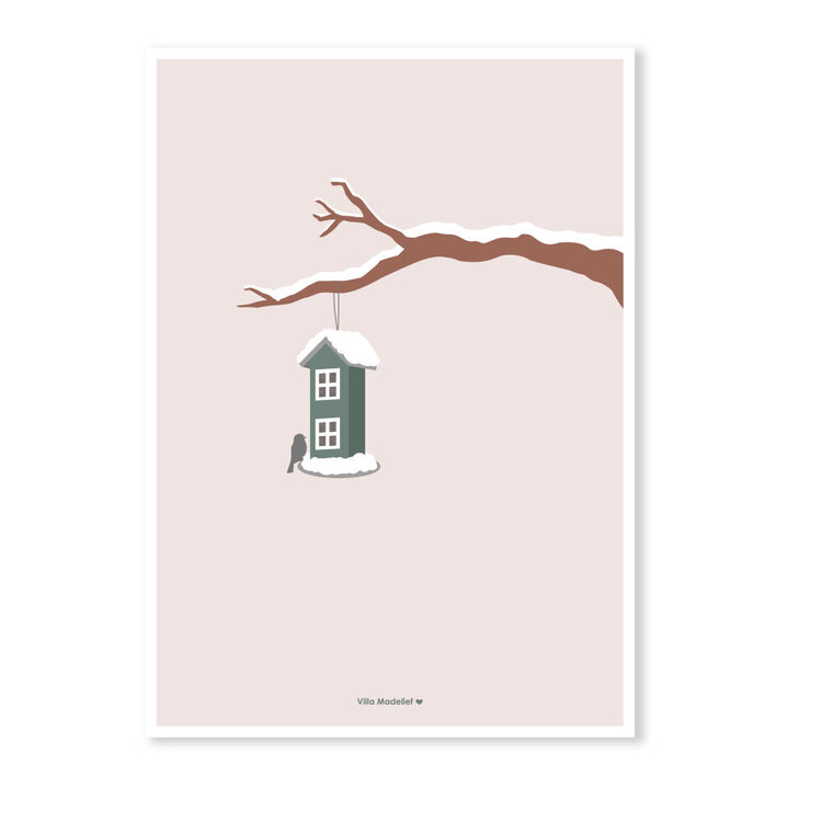 Villa Madelief Villa Madelief | Kerstkaart vogelhuisje groen