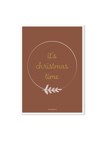 Villa Madelief Villa Madelief | Kerstkaart it's christmas time rood