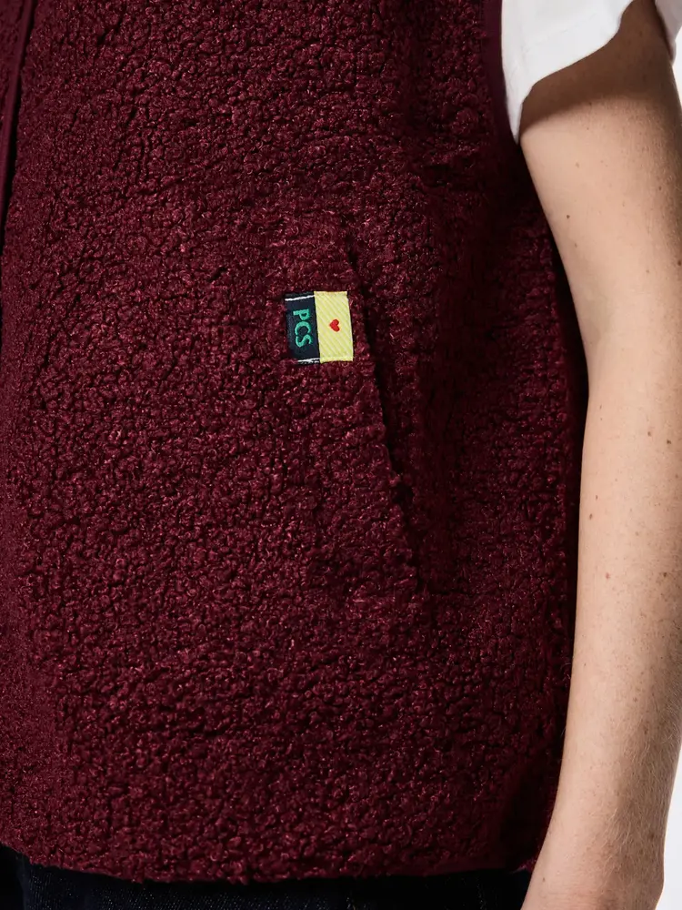 Pieces Pieces | Teddy gilet Katty tawny port