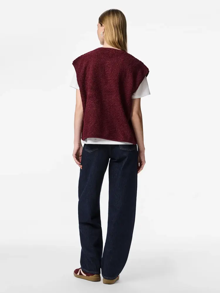 Pieces Pieces | Teddy gilet Katty tawny port