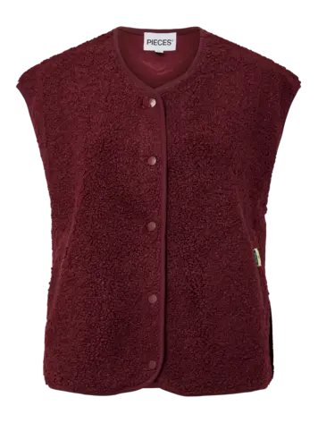 Pieces Pieces | Teddy gilet Katty tawny port