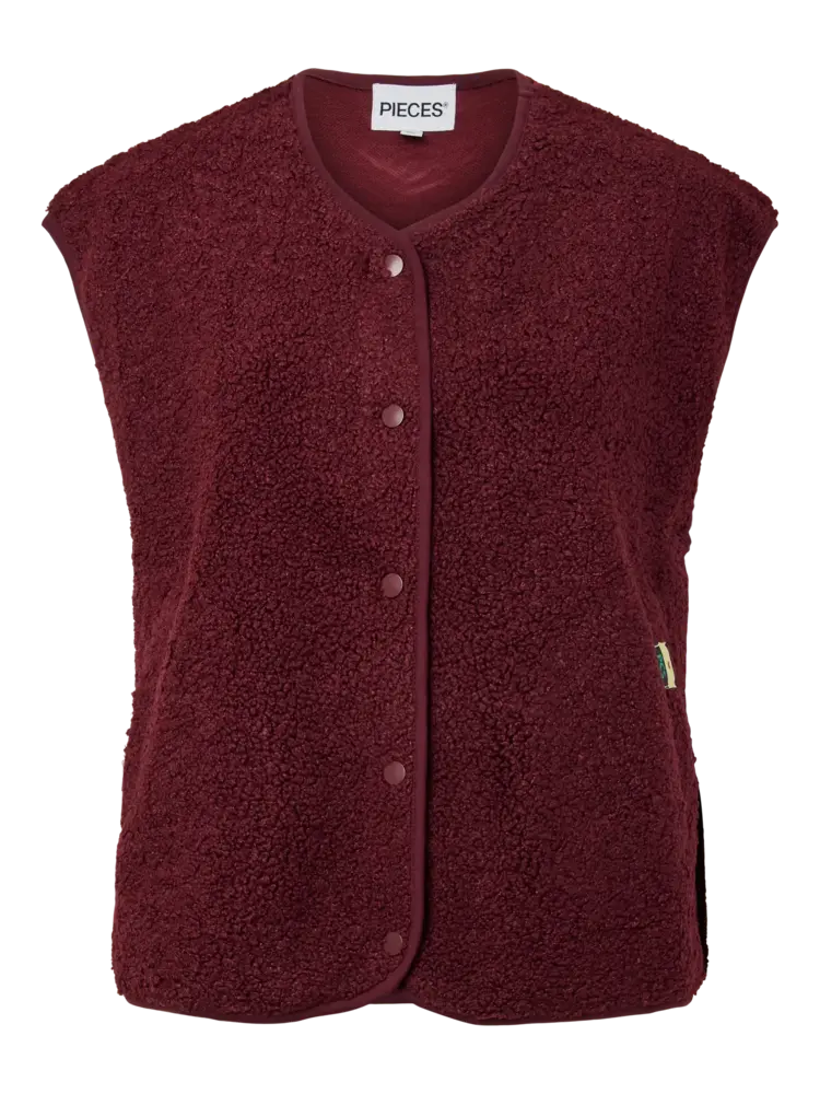 Pieces Pieces | Teddy gilet Katty tawny port