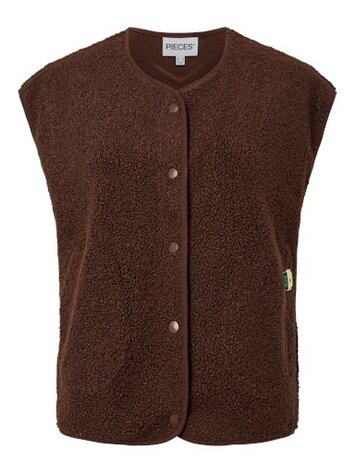 Pieces Pieces | Teddy gilet Katty Chicory coffee