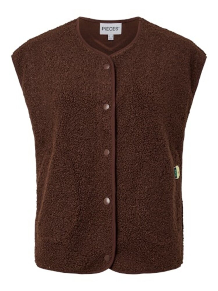 Pieces Pieces | Teddy gilet Katty Chicory coffee