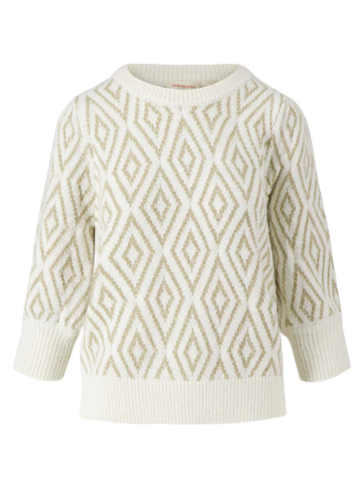 Zusss Zusss | Trui met pofmouw lurex nordic jacquard