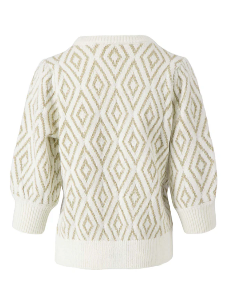 Zusss Zusss | Trui met pofmouw lurex nordic jacquard