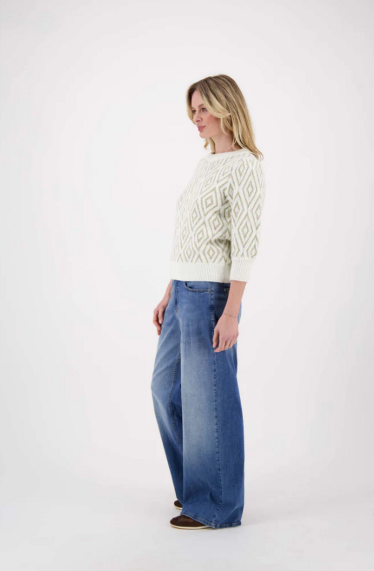 Zusss Zusss | Trui met pofmouw lurex nordic jacquard