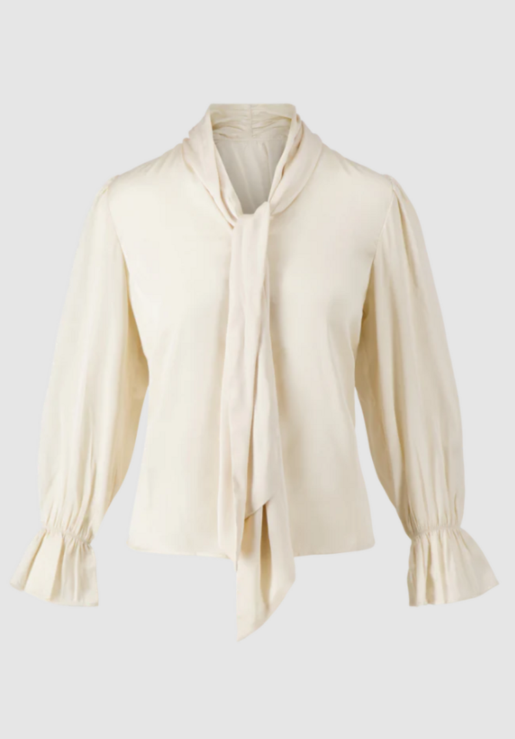 Zusss Zusss | Satijnen top met strik beige