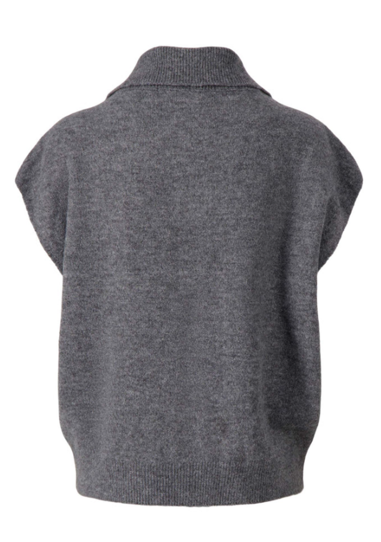 Zusss Zusss | Mouwloos vestje rits antracietgrijs