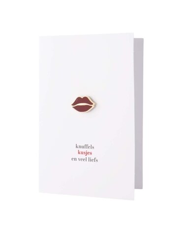 Zusss Zusss | Wenskaart magneet kusje wit/rood