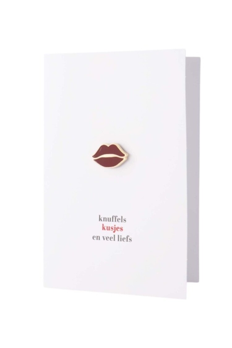 Zusss Zusss | Wenskaart magneet kusje wit/rood