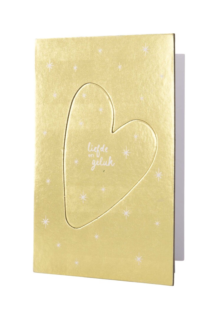 Zusss Zusss | Wenskaart kersthanger hartje liefde en geluk goud