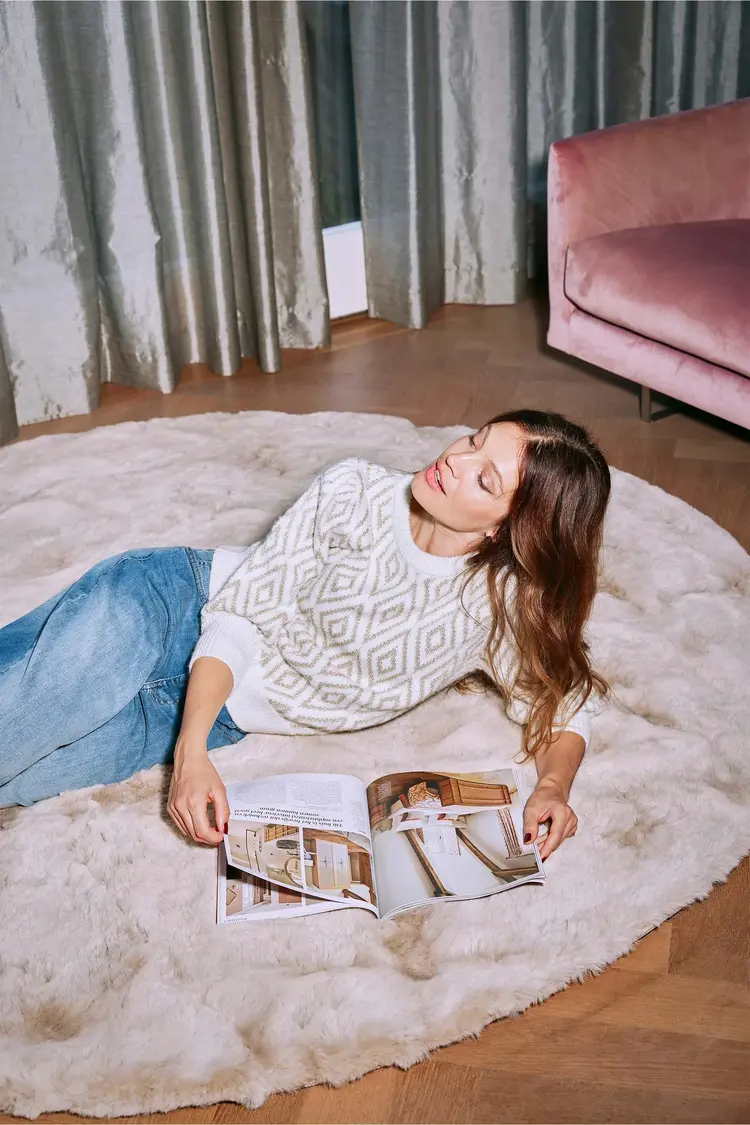 Zusss Zusss | Trui met pofmouw lurex nordic jacquard