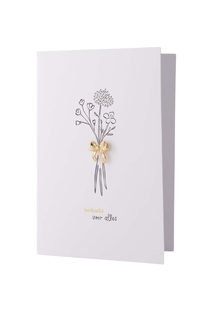 Zusss Zusss | Wenskaart broche strikje bedankt goud
