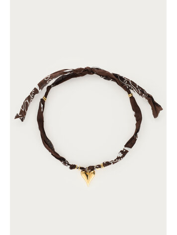 My Jewellery My Jewellery | Ketting bruine bandana met hartje