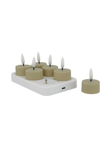 Home society Home Society | Theelichtjes led oplaadbaar greige (set6)