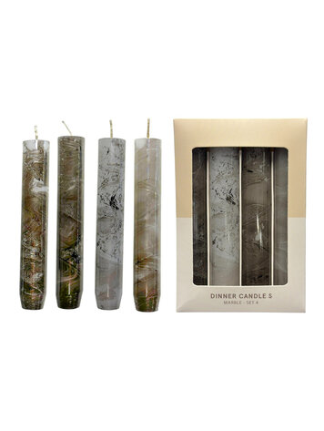 Home society Home Society | Dinerkaarsen marmer beige (set4)
