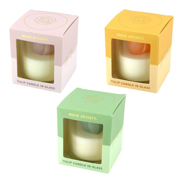 Home society Home Society | Kaars in glas met tulp (pst)