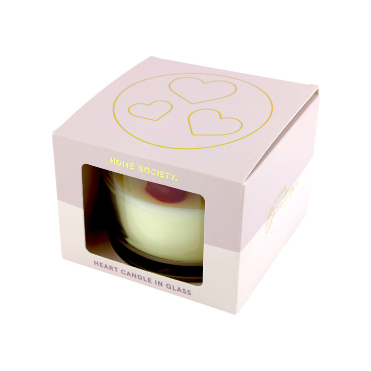 Home society Home Society | Kaars in glas met hartjes roze