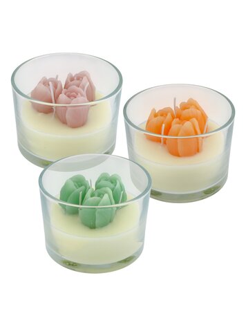 Home society Home Society | Kaars in glas met tulpjes (pst)