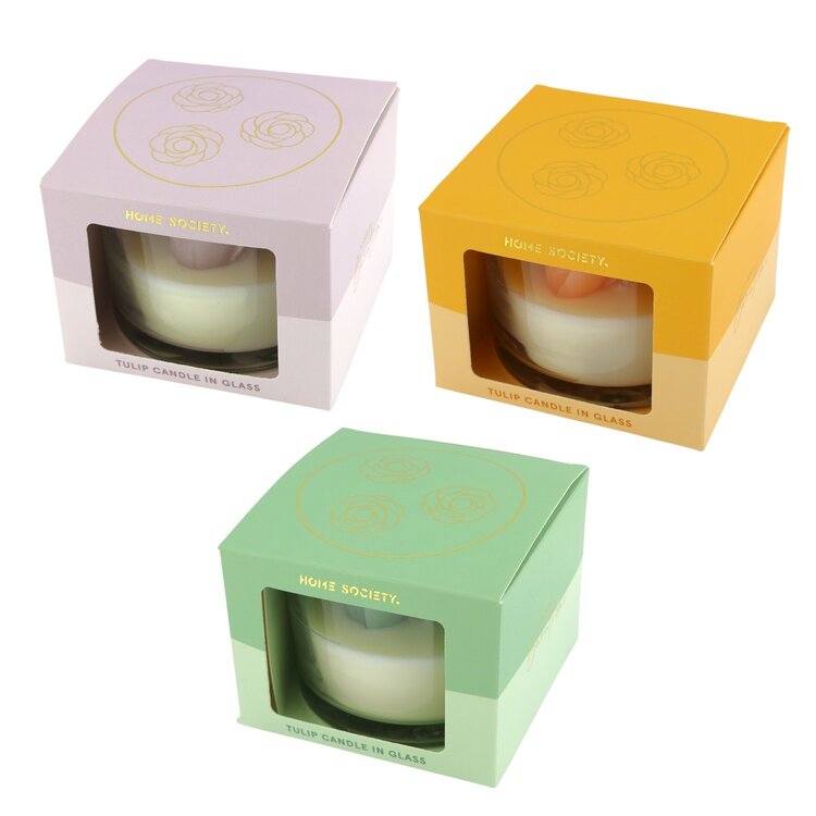Home society Home Society | Kaars in glas met tulpjes (pst)