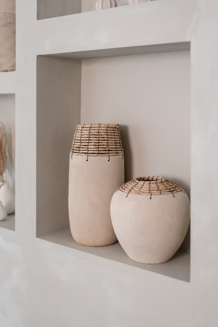 Home society Home Society | Vaas Noma metaal met touw beige 28,5cm