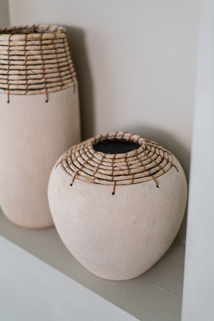 Home society Home Society | Vaas Noma metaal met touw beige 28,5cm