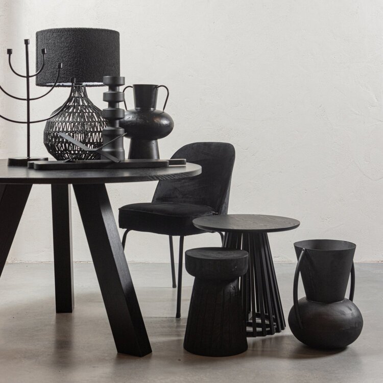 vtwonen vtwonen | Bijzettafel Slats high hout zwart 48xØ50