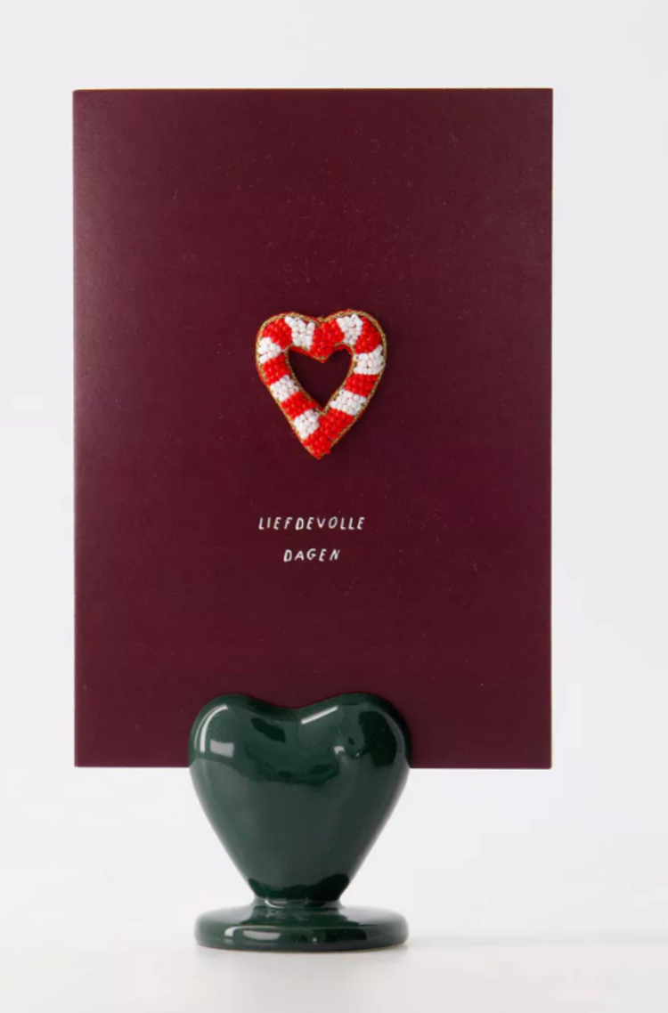 Zusss Zusss | Kaartenstandaard keramiek hartje donkergroen