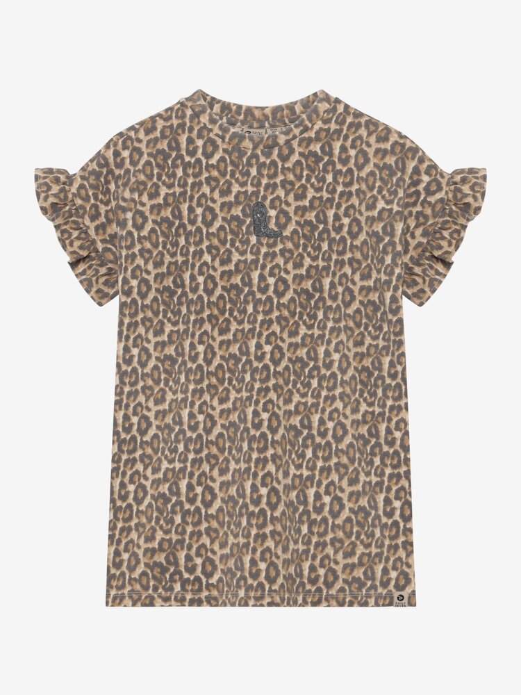 Daily7 Daily7 | T-shirt jurk Leopard sandshell
