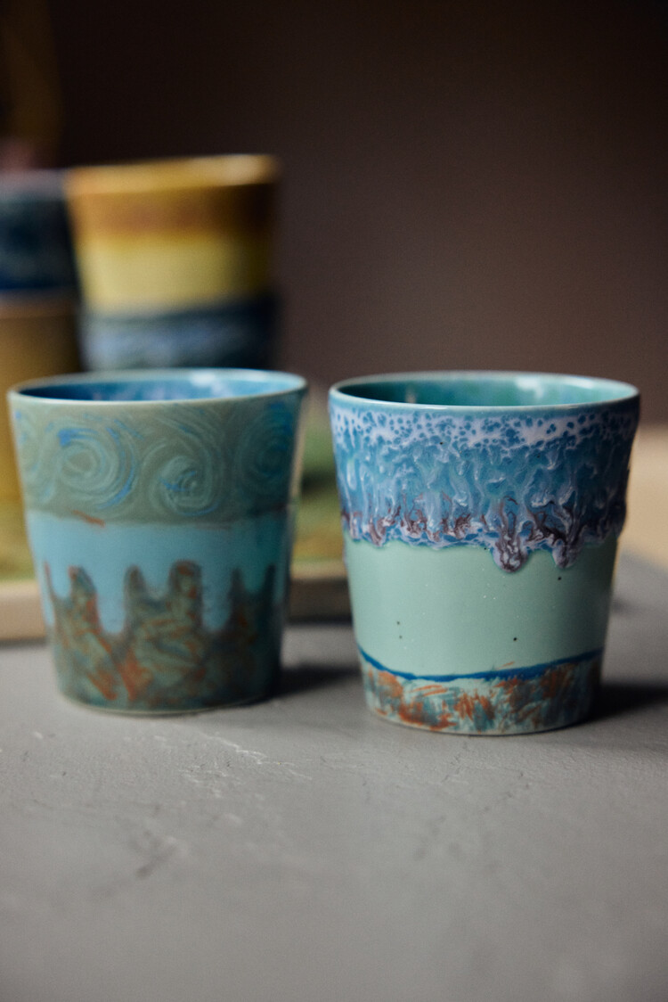 HK Living PRE ORDER HK Living | 70's servies Van Gogh koffiekopje self portrait set van 2