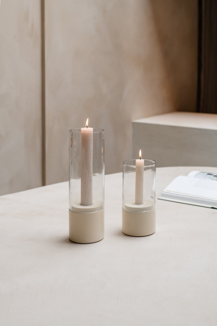 Home society Home Society | Windlicht Mindy beige 31,5cm