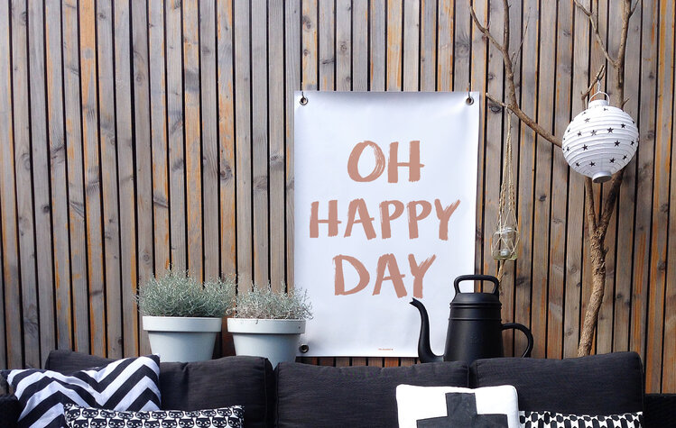 Villa Madelief VM | Tuin poster happy day wit terra