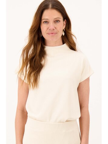 Zusss Zusss | Top met aangeknipte mouw in structuur materiaal