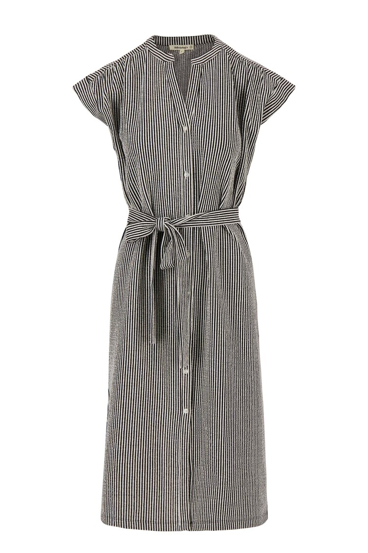 Zusss Zusss | Gestreepte doorknoopjurk korte mouw