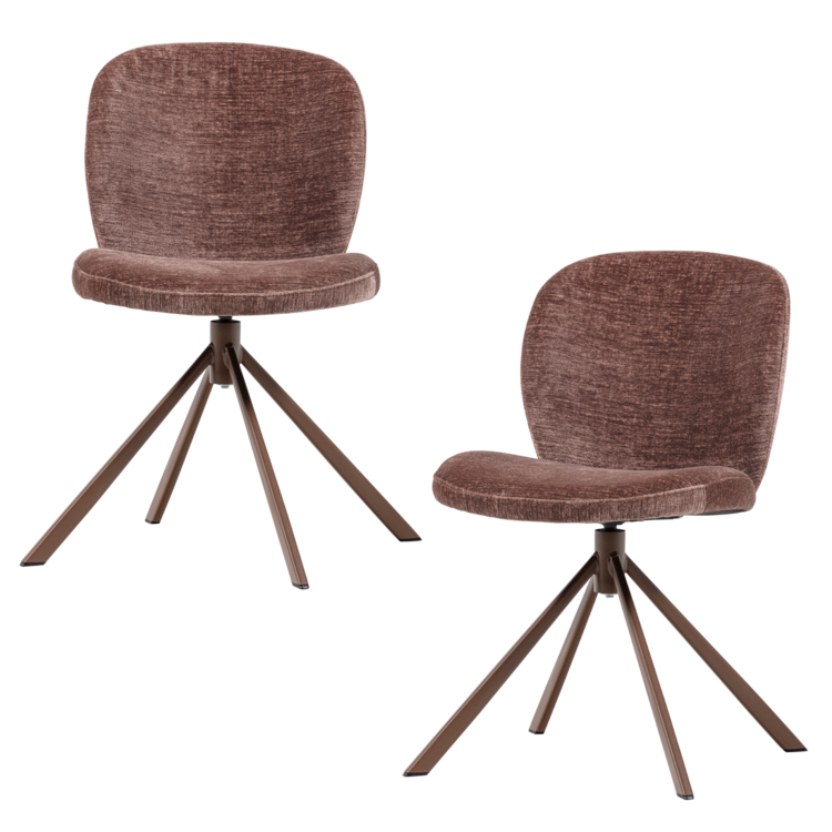 WOOOD Woood | Eetkamerstoel Femke chenille bruin