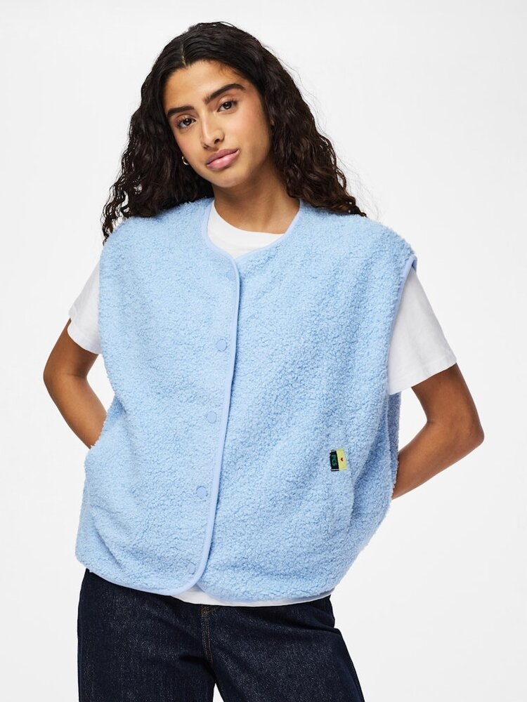Pieces Pieces | Teddy vest Katty cashmere blue NOOS