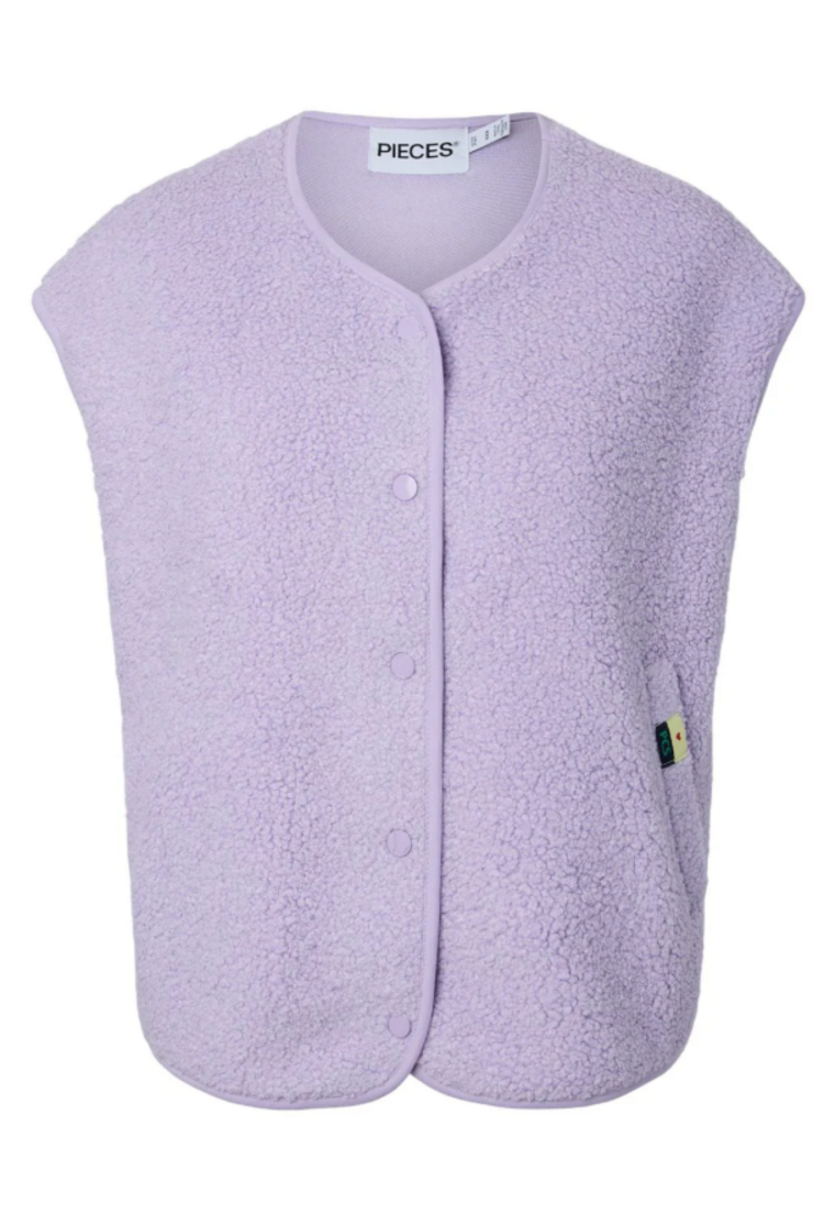 Pieces Pieces | Teddy vest Katty pastel lilac NOOS