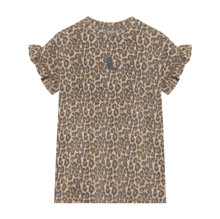 Daily7 Daily7 | T-shirt jurk Leopard sandshell