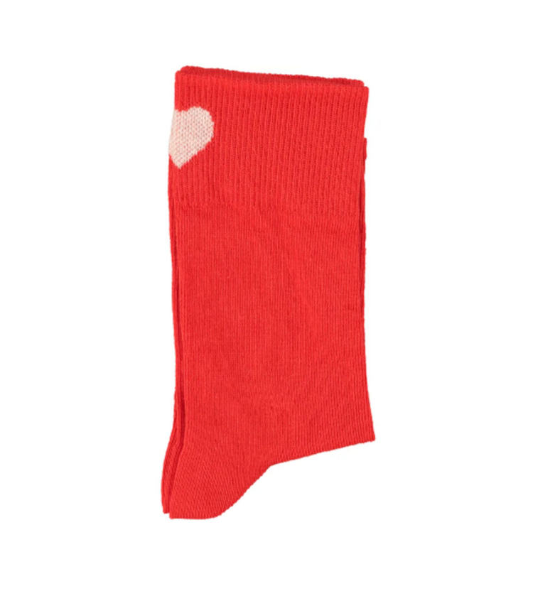 Piupiuchick Piupiuchick | Sokken red ecru hearts 8Y