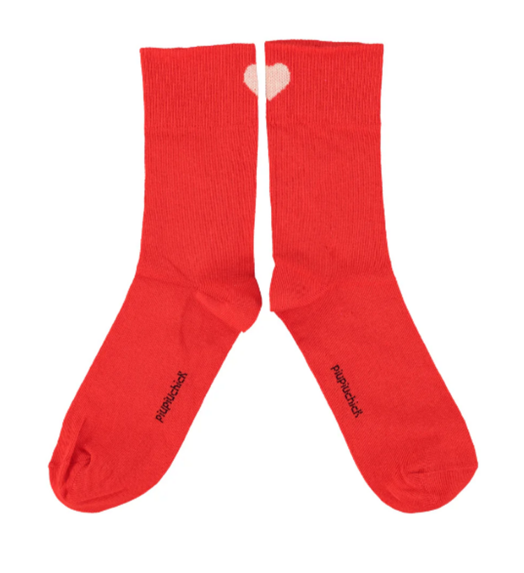 Piupiuchick Piupiuchick | Sokken red ecru hearts 8Y