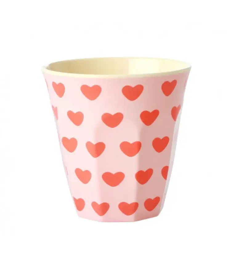 Rice Rice | Mok melamine  roze met hartjes