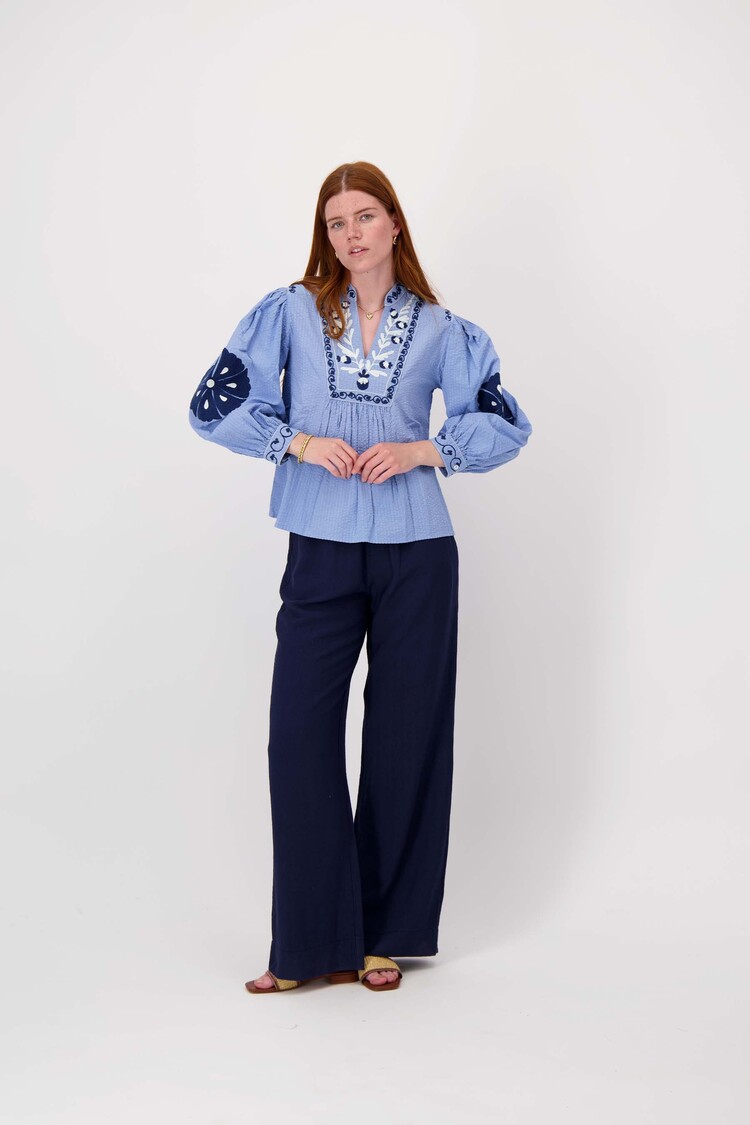 Zusss Zusss | Linnenlook broek summer navy