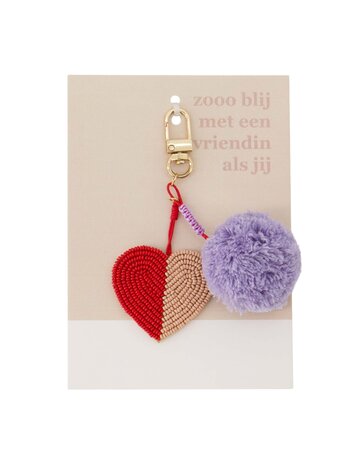 Zusss Zusss | Ansichtkaart tashanger pompon hart zo blij