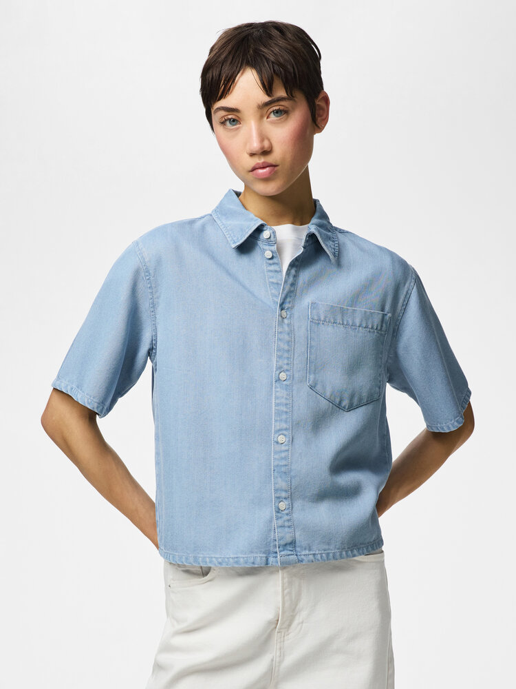 Pieces Pieces | Top Smidi light blue denim