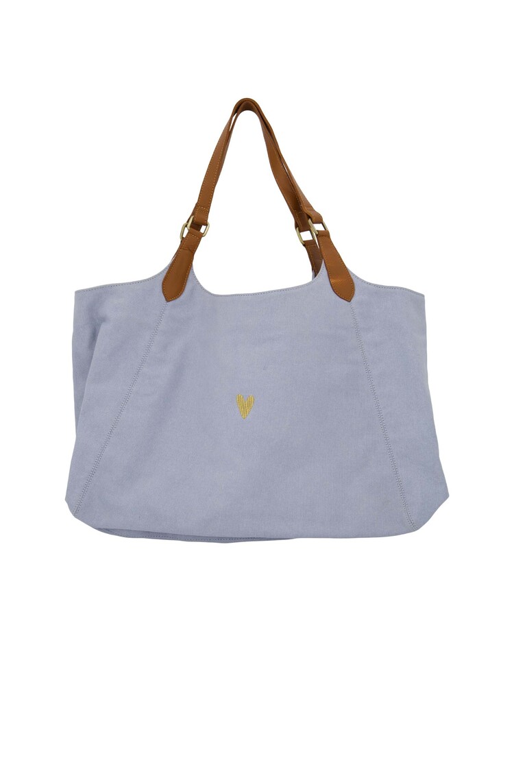 Zusss Zusss | Love tote bag met leren details sky blue