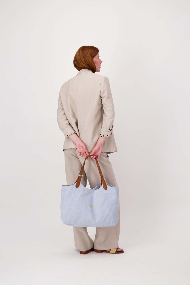 Zusss Zusss | Love tote bag met leren details sky blue